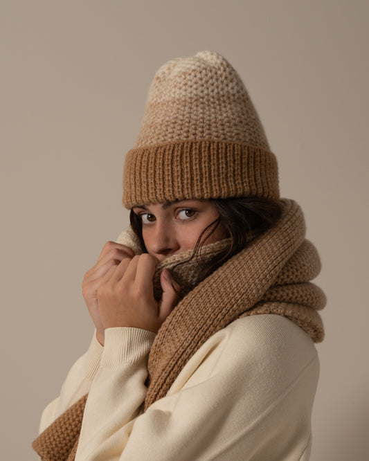 Ombre Cashmere Knit Beanie - Bulrush