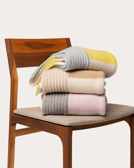 Cashmere Color Block Cardigan - Birch Bark
