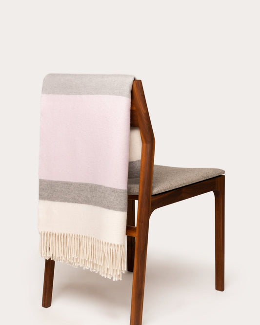 Partaje Stripe Double Cashmere Throw - Birch Bark