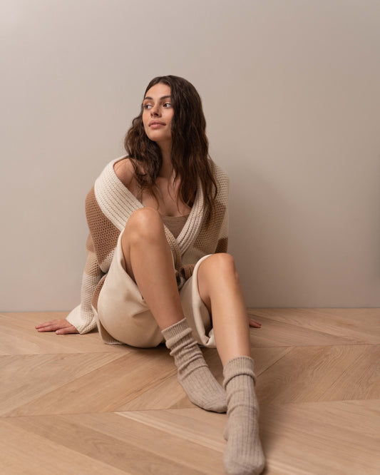 Cashmere Color Block Cardigan - Bulrush