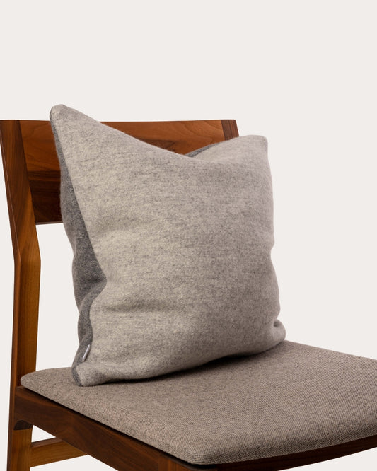 Reversible Cashmere Blend Cushion - Heathered Grey/Light Grey