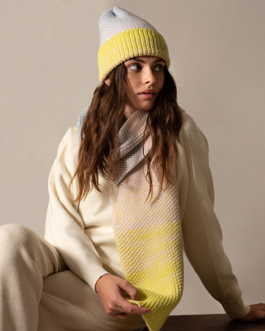 Ombre Cashmere Knit Beanie - Sunset