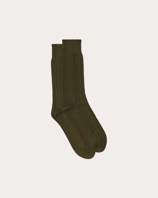 Partaje x Corgi Men's Cashmere Lounge Sock - Military Olive