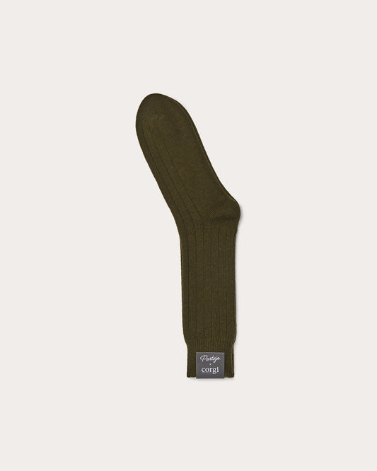 Partaje x Corgi Men's Cashmere Lounge Sock - Military Olive