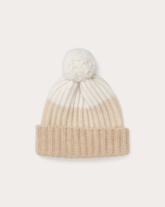 Pom Pom Cashmere Blend Beanie - Sandstorm Combo