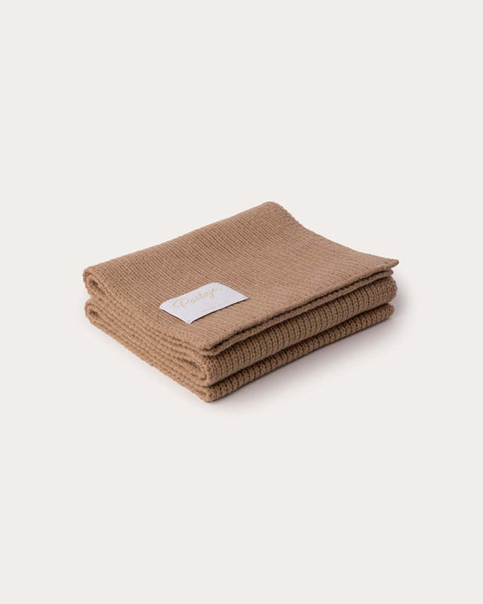Ribbed Knit Cashmere Scarf - Camel