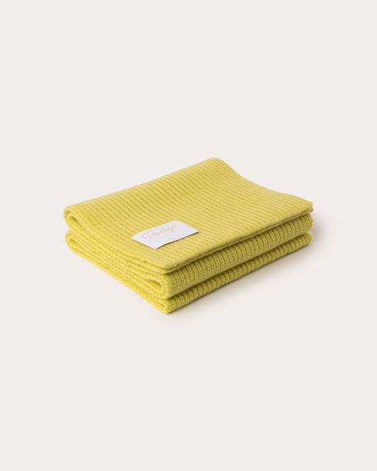 Ribbed Knit Cashmere Scarf - Lemon Sour Yellow