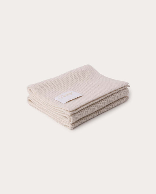 Ribbed Knit Cashmere Scarf - Ecru
