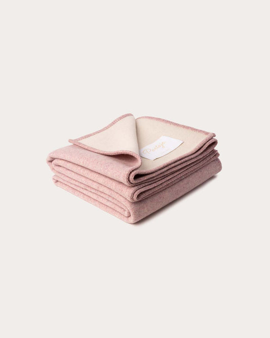 Reversible Cashmere Blend Throw - Blossom Pink/Ecru