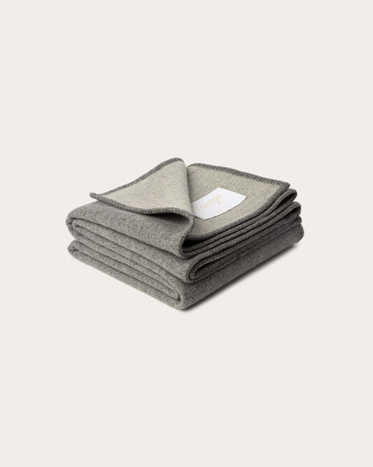 Reversible Cashmere Blend Throw - Heathered Grey/Light Grey