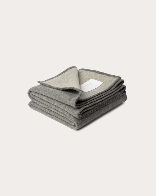 Reversible Cashmere Blend Throw - Heathered Grey/Light Grey