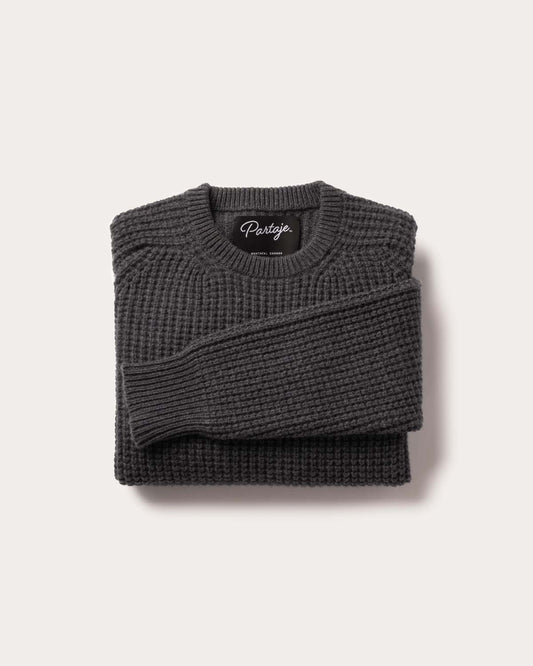Cashmere Waffle Knit Pullover - Titanium Grey