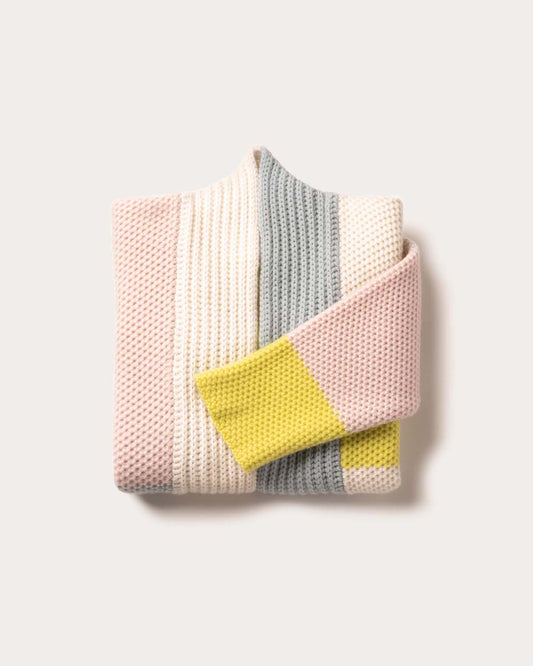 Cashmere Color Block Cardigan - Sunset