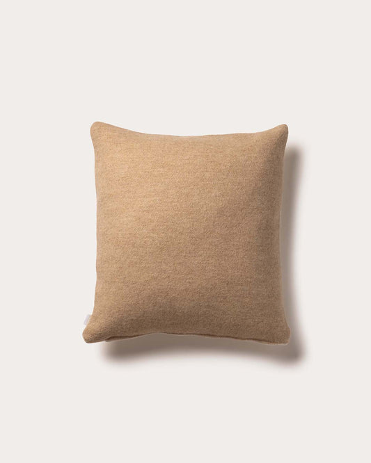 Reversible Cashmere Blend Cushion - Ecru/Camel