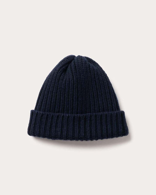 Chunky Knit Cashmere Beanie - Nero Navy