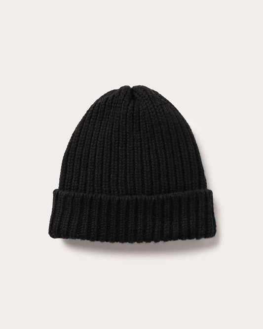 Chunky Knit Cashmere Beanie - Black