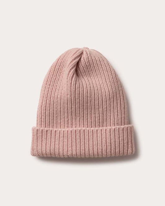 Ribbed Knit Cashmere Beanie - Fondant Pink