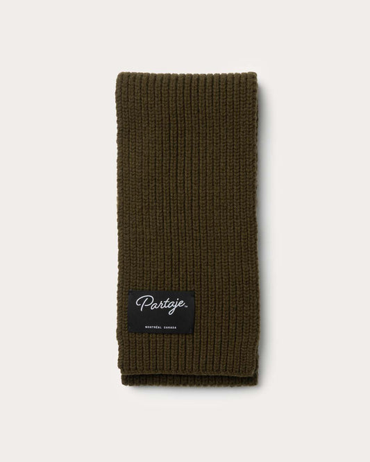 Chunky Knit Cashmere Scarf - Military Olive
