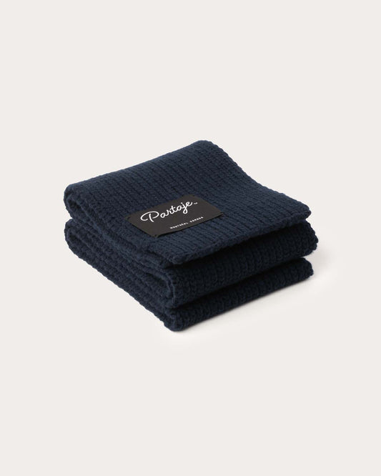 Chunky Knit Cashmere Scarf - Nero Navy