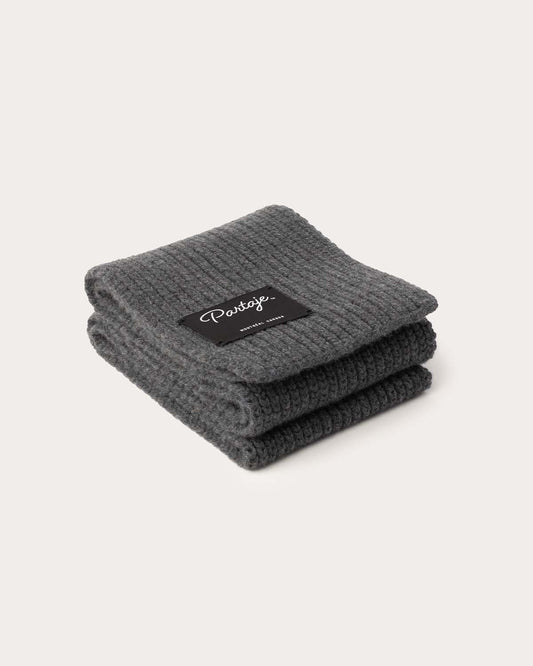 Chunky Knit Cashmere Scarf - Titanium Grey