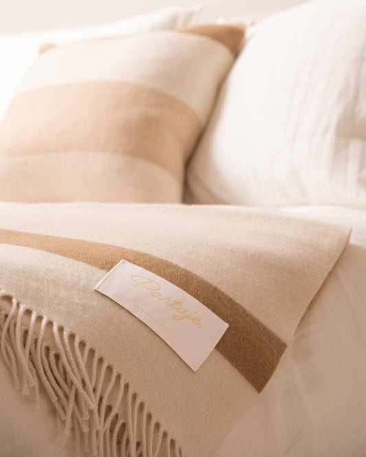 Partaje Stripe Double Cashmere Throw - Bulrush