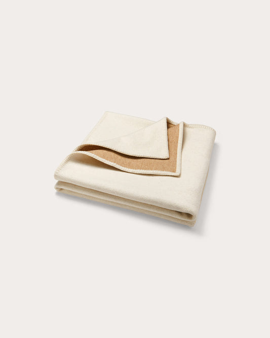 Reversible Cashmere Blend Throw - Ecru/Camel