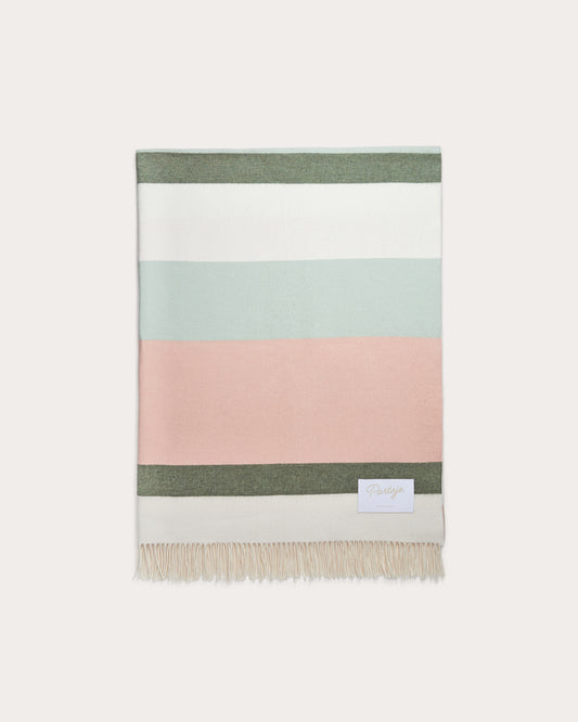 Partaje Stripe Double Cashmere Throw - Sage