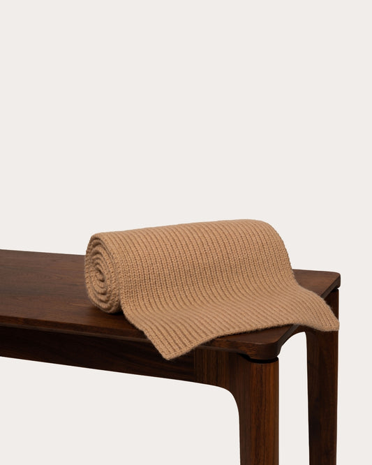 Ribbed Knit Cashmere Scarf - Camel