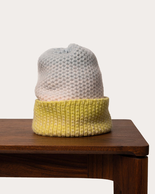 Ombre Cashmere Knit Beanie - Sunset