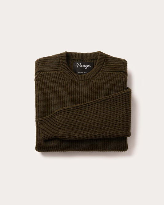 Cashmere Fisherman Knit Pullover - Military Olive