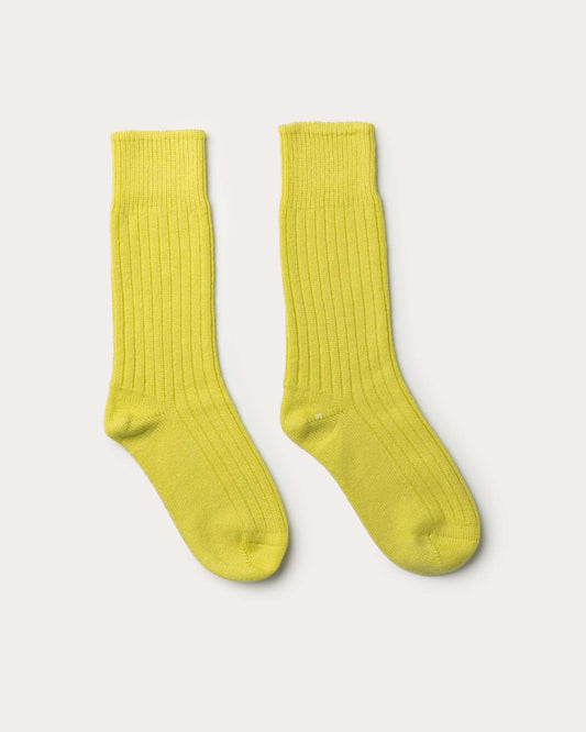 Partaje x Corgi Women's Cashmere Lounge Sock - Lemon Sour Yellow