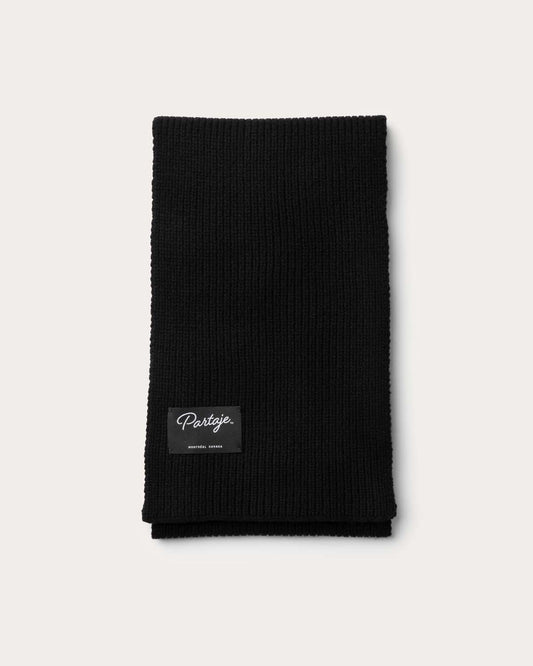 Ribbed Knit Cashmere Scarf - Black