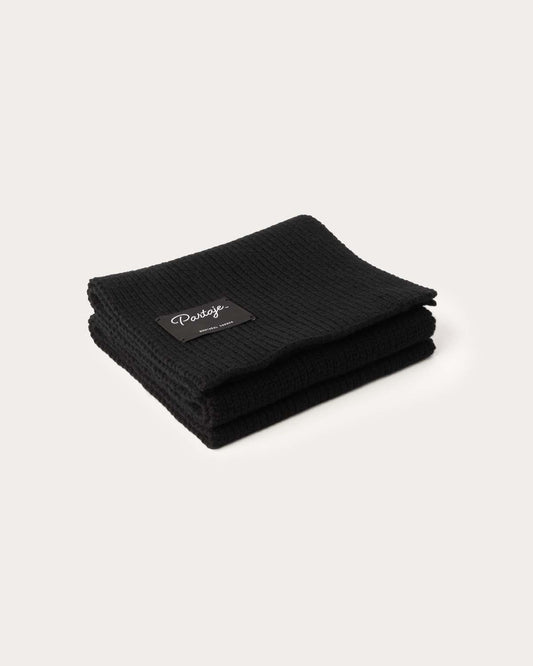 Ribbed Knit Cashmere Scarf - Black