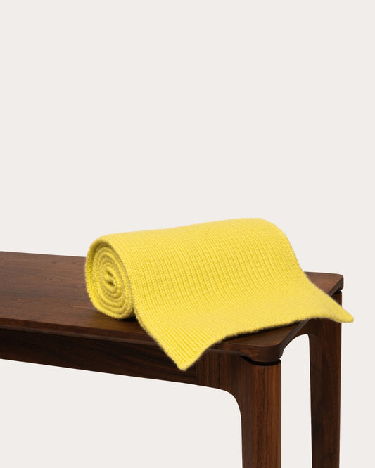 Ribbed Knit Cashmere Scarf - Lemon Sour Yellow